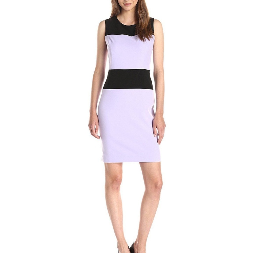 Lilac & Black Colorblocked Sleeveless Sheath Dress